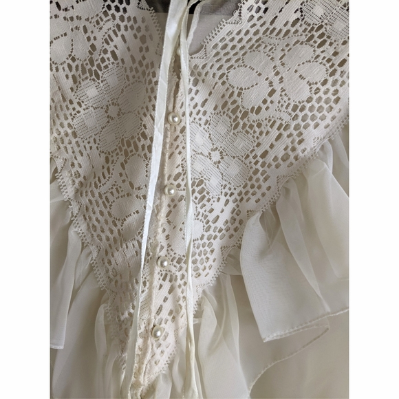 VINTAGE Lace Mesh Cottagecore Long Sleeve Blouse - Picture 5 of 6